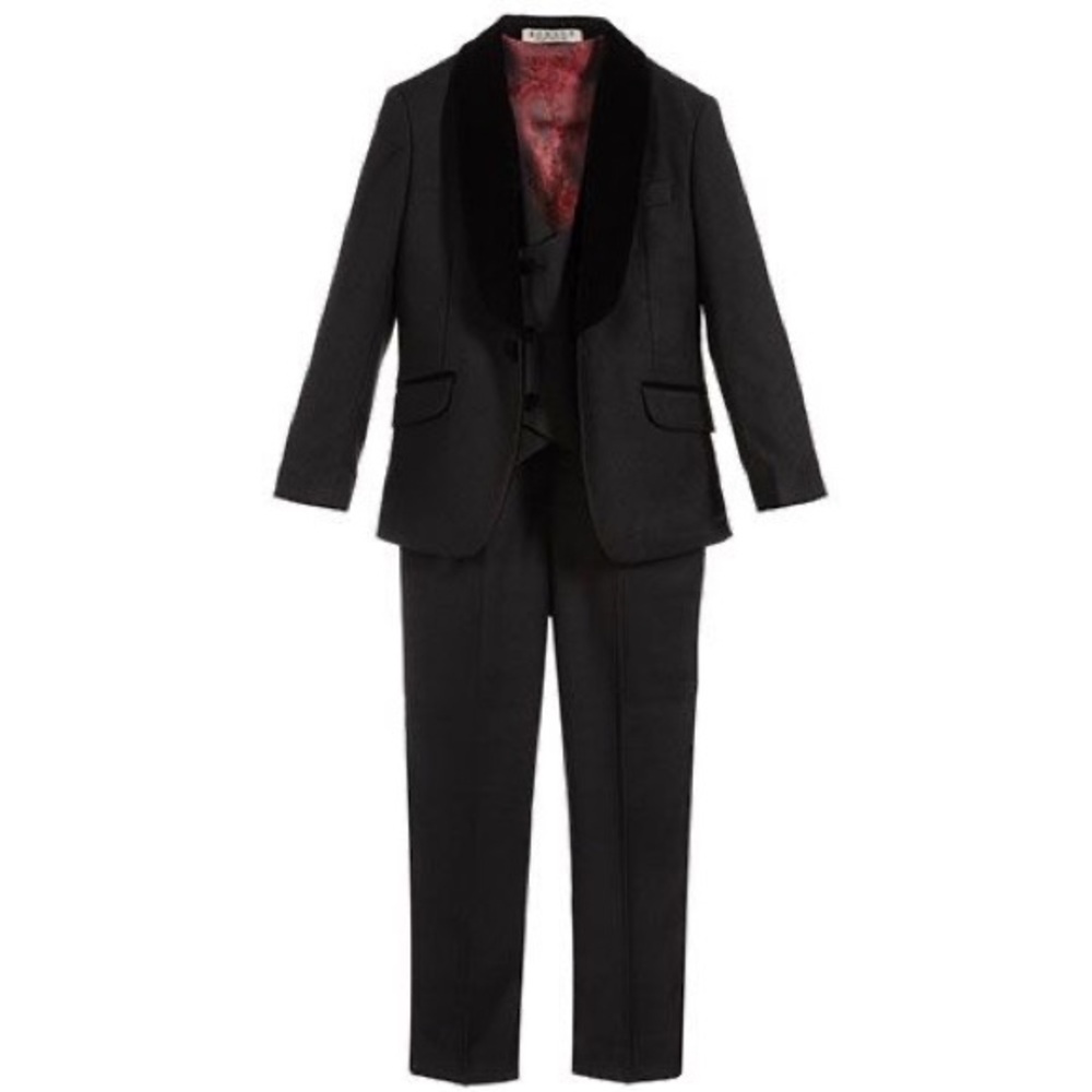Kid’s Black Suit with Velvet Lapel size 12 NWOT